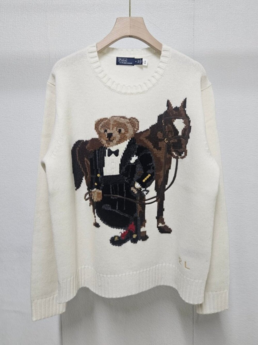 Polo Ralph Lauren Bear & Horse White Knit Sweater